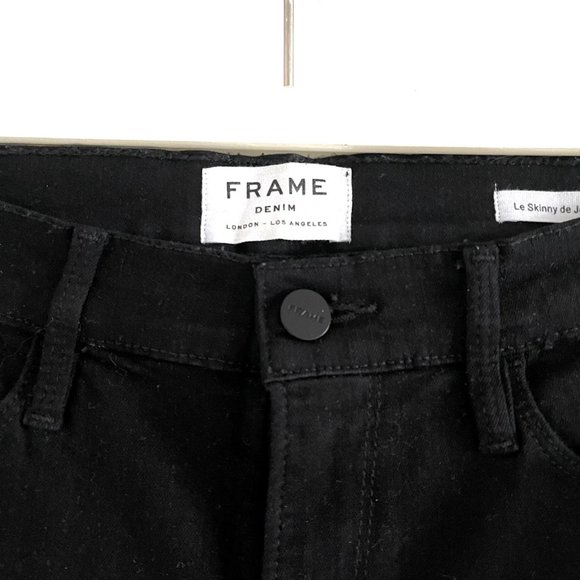 Frame Le Skinny de Jeanne Raw Stagger Jeans in Black Size 27 - Picture 6 of 12